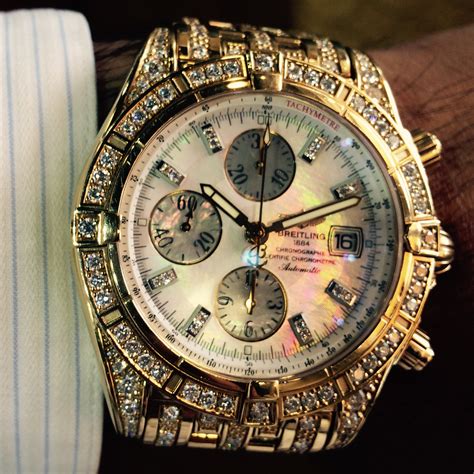 gold breitling watches prices|gold diamond breitling watches.